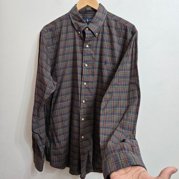 Ralph Lauren Mens Y2K Plaid Classic Button-Down Shirt Size Large Preppy Academia - Picture 2 of 12